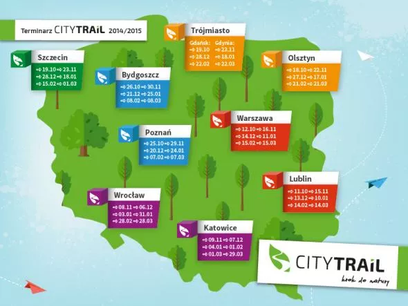 Lokalizacje zawodów CITY TRAIL