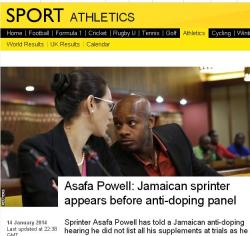 Asafa Powell przed komisją antydopingową/ Fot. screen za BBC.com