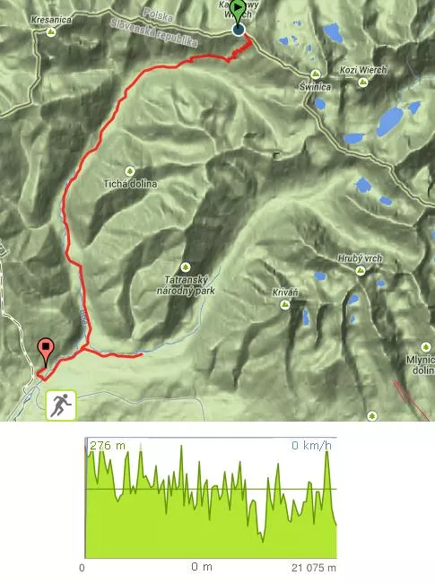 Mapa i trasa ok. 20 km biegu