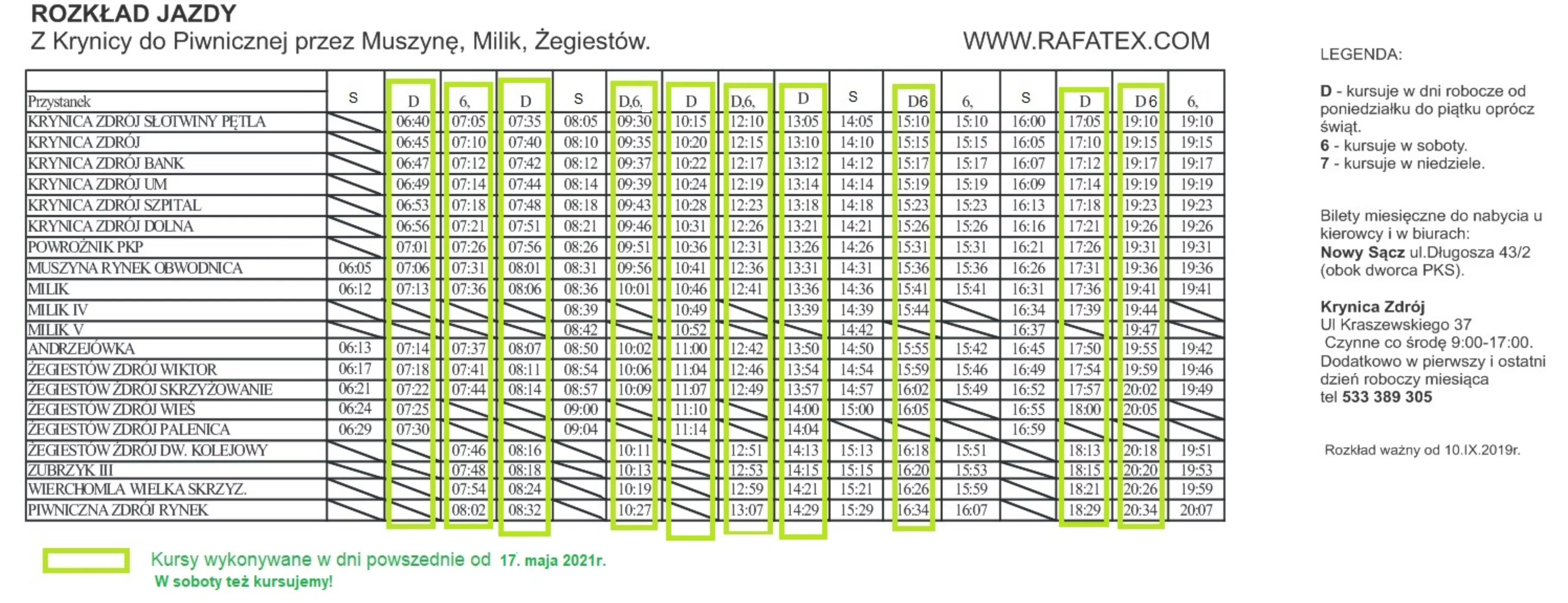 Krynica - Piwniczna rozkład jazdy autobusów