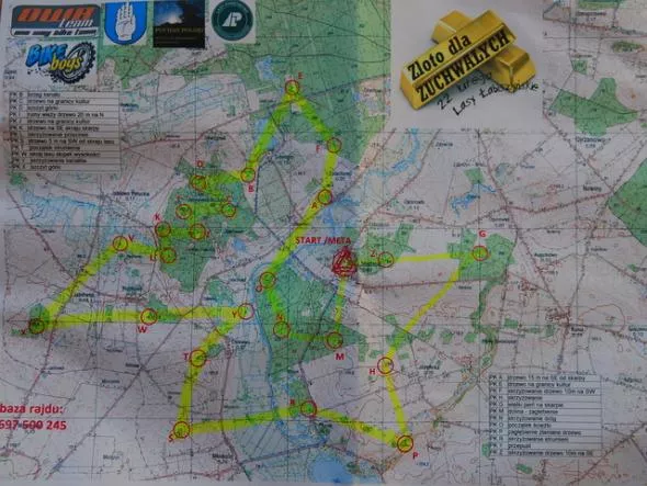 Mapa trasy TP50 z zaznaczonym wariantem