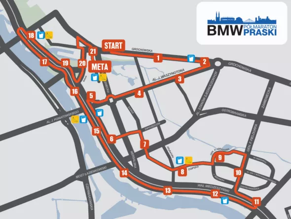 Planowana trasa 2. BMW Półmaratonu Praskiego