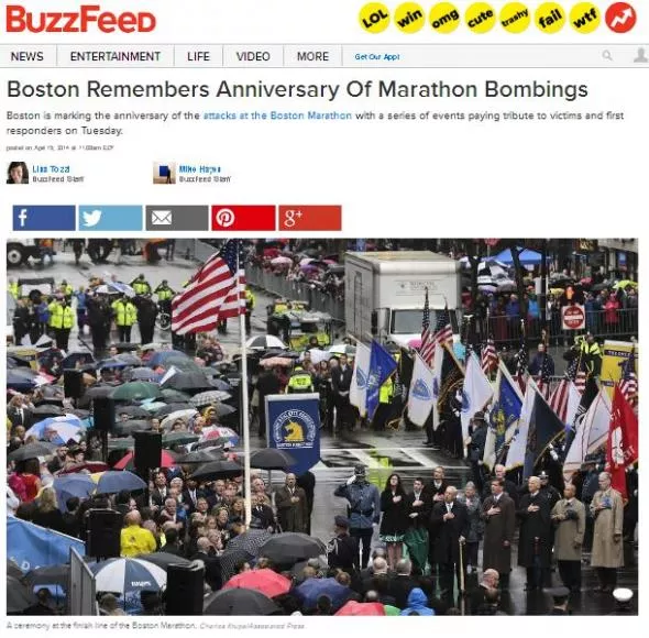 Uroczystości na mecie Maratonu Bostońskiego. Graf. BuzzFeed.com