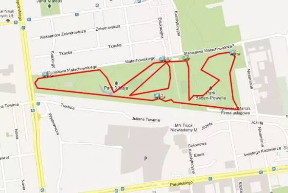 Trasy biegowe: Park 3 Maja w Łodzi