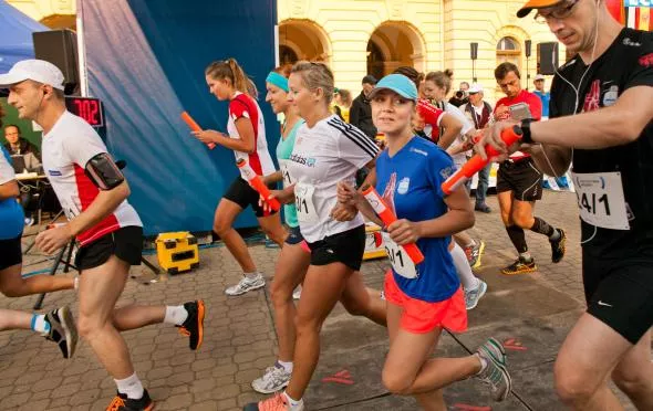 Uczestnicy rywalizacji sztafet maratońskich w Krynicy