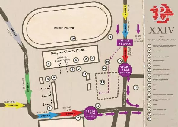 Plan sytuacyjny 24. Biegu Powstania Warszawskiego