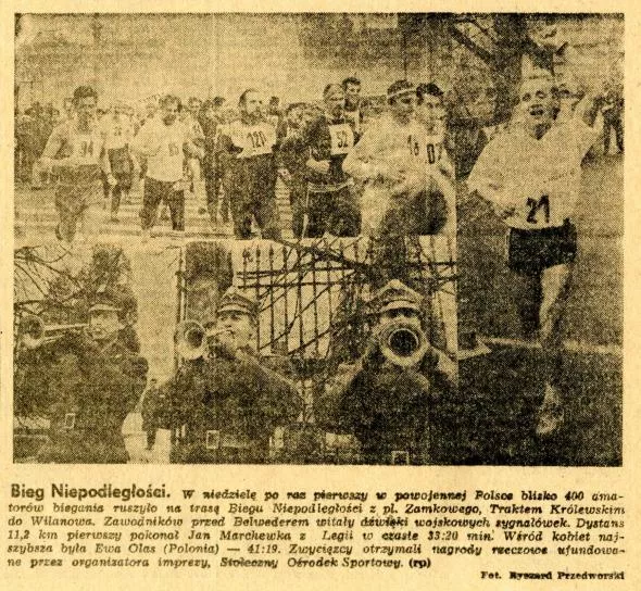 Informacja o 1. Biegu Niepodległości w Życiu Warszawy z dn. 13.11.1989 r.