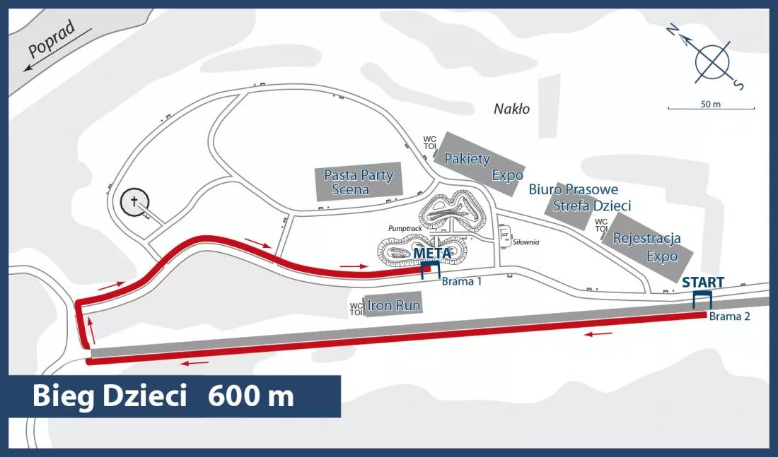 Bieg dzieci - 600 m - trasa