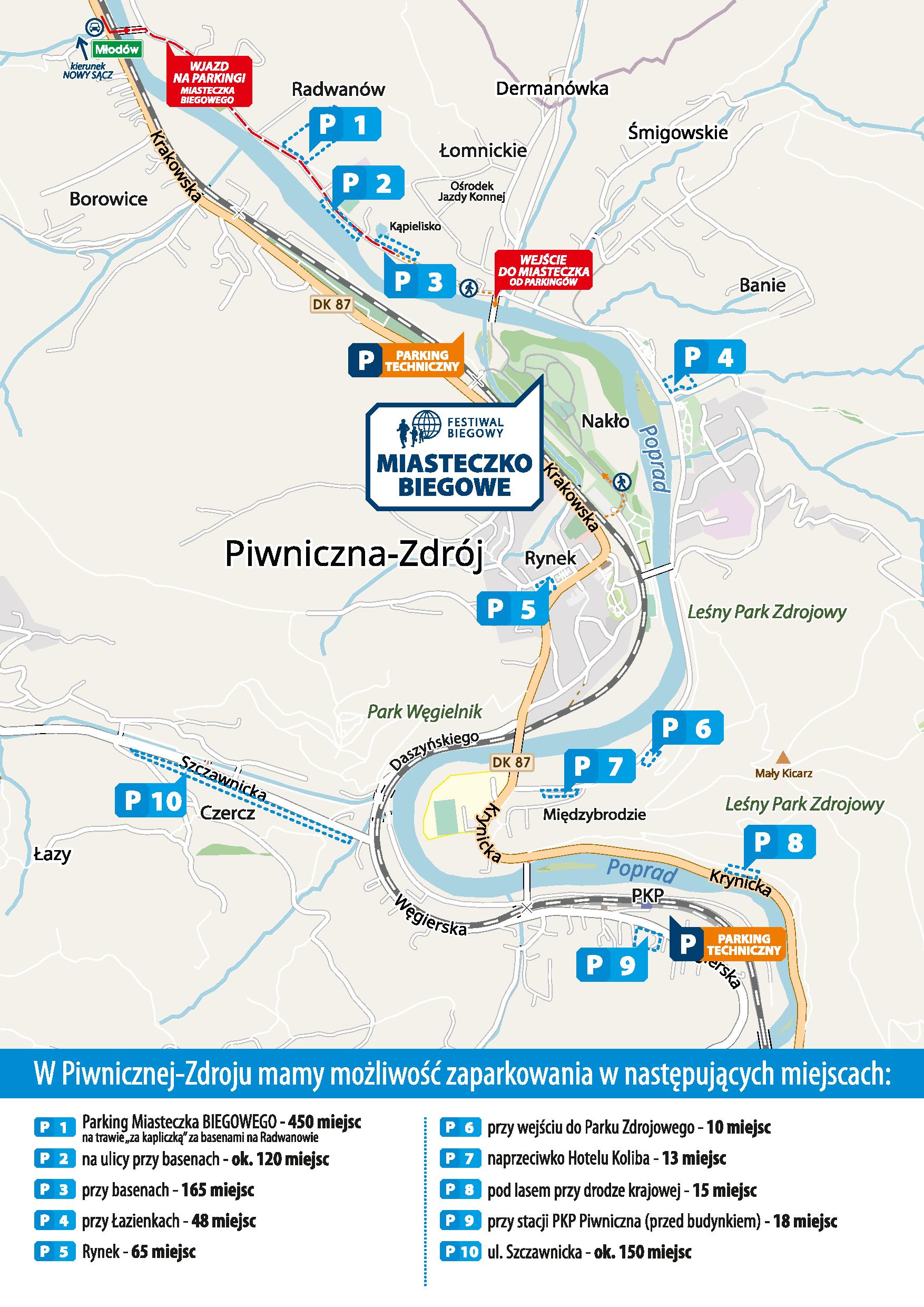 Parkingi przy Miasteczku Biegowym 13. Festiwalu Biegowego